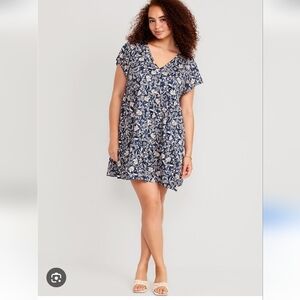 Old Navy Swing Floral Mini Dress V neck Size Large